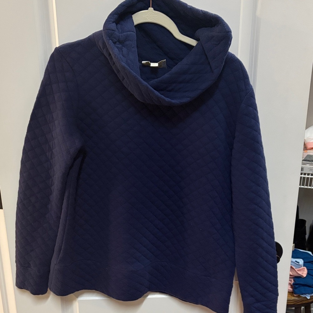 Sail to Sable Navy Quilted Cowl Neck Sweater